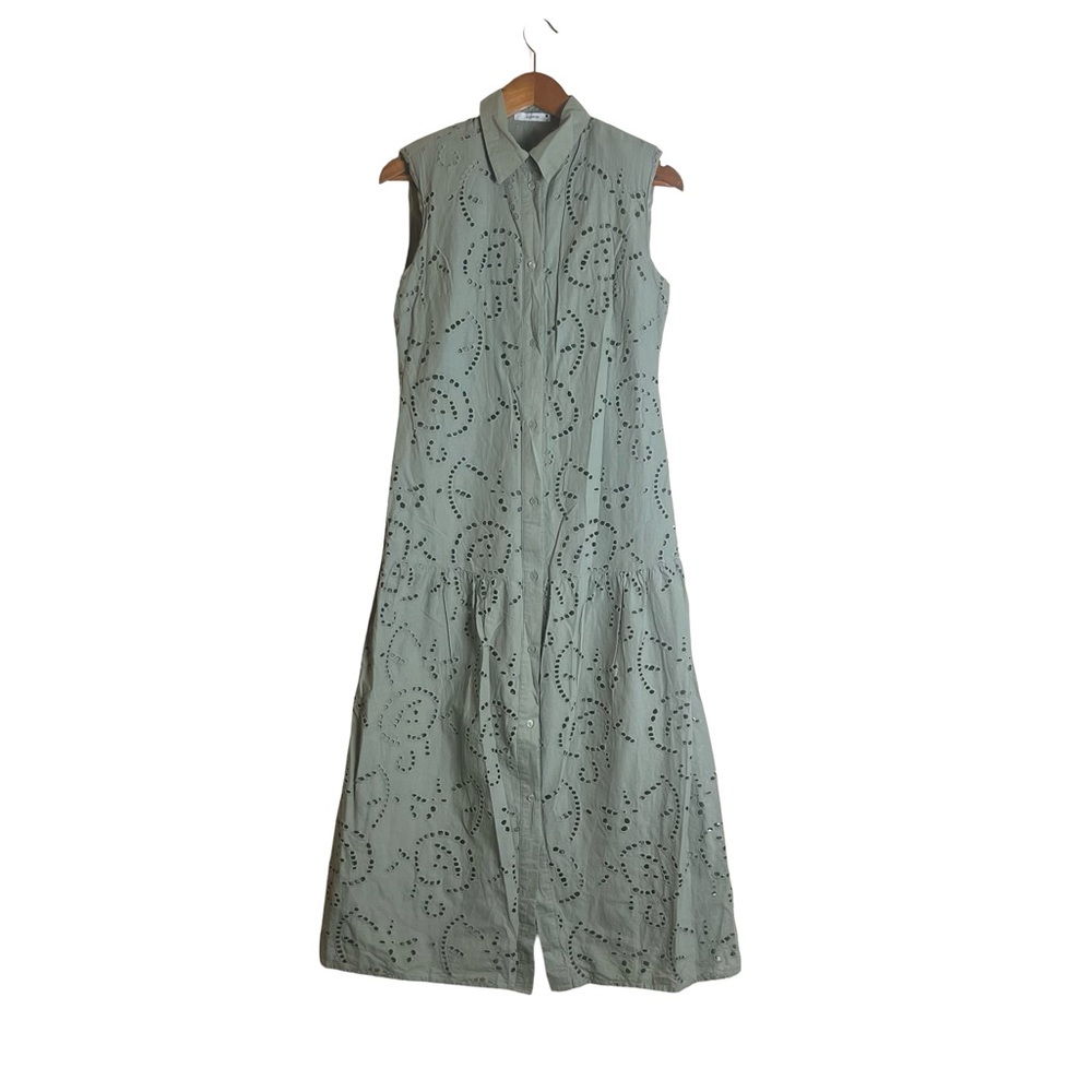 Reserved green‎ eyelet sleeveless dress. Size small